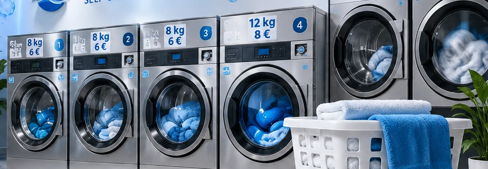 Moderne Waschmaschinen im Blueclean-Stil – illustrative Darstellung